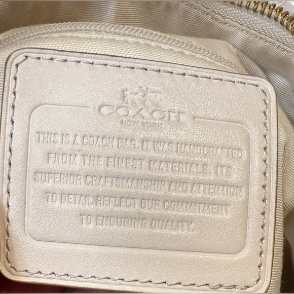 Coach Celeste Winter White and Gold Studded Bag W/Crossbody Whip Stitch Strap - Picture 6 of 9